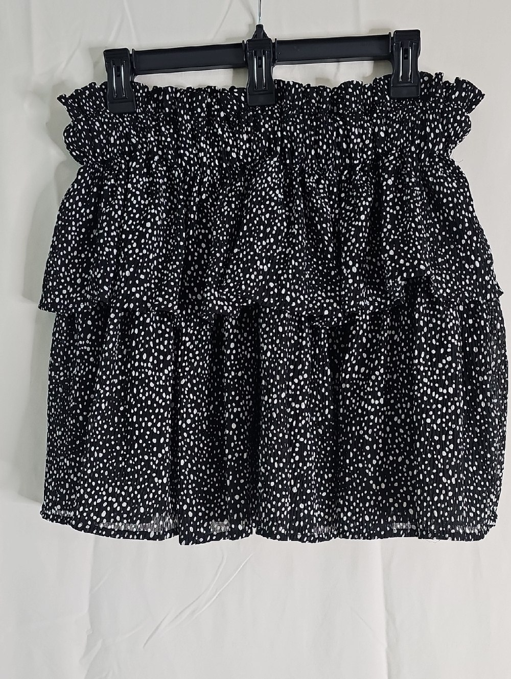Mustard Seed Black and White Dot Tiered Mini Skirt - Picture 1 of 5